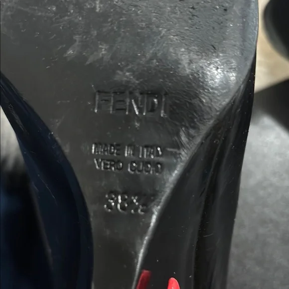 Fendi Black Patent Leather Peep-Toe Mary Jane Heels - Picture 4 of 7